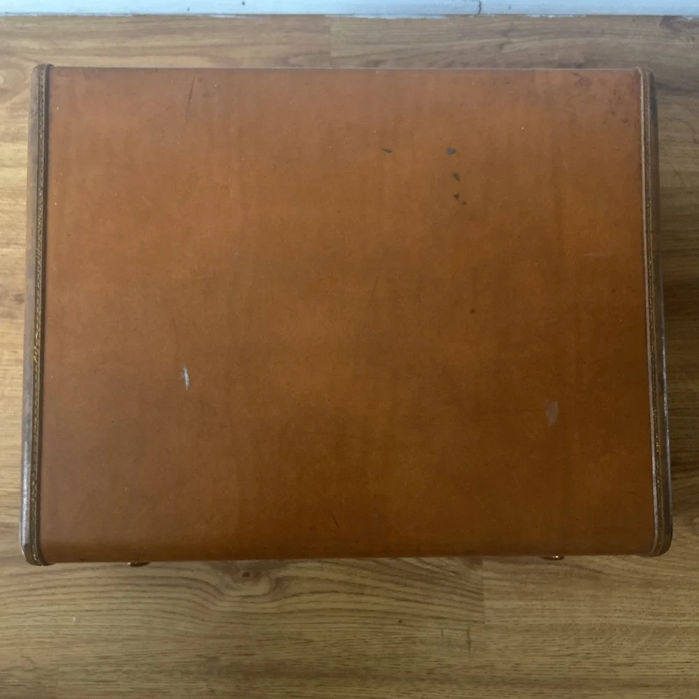 Vintage 1950s SAMSONITE Luggage Leather Suitcase Brown